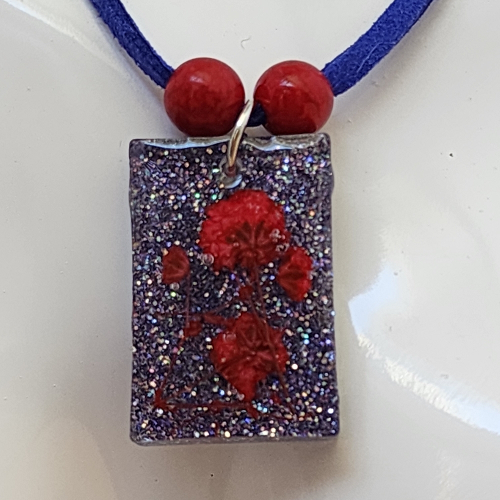 BrazenSoul Handmade Pressed Flower Resin – Glitter Statement Pendant
